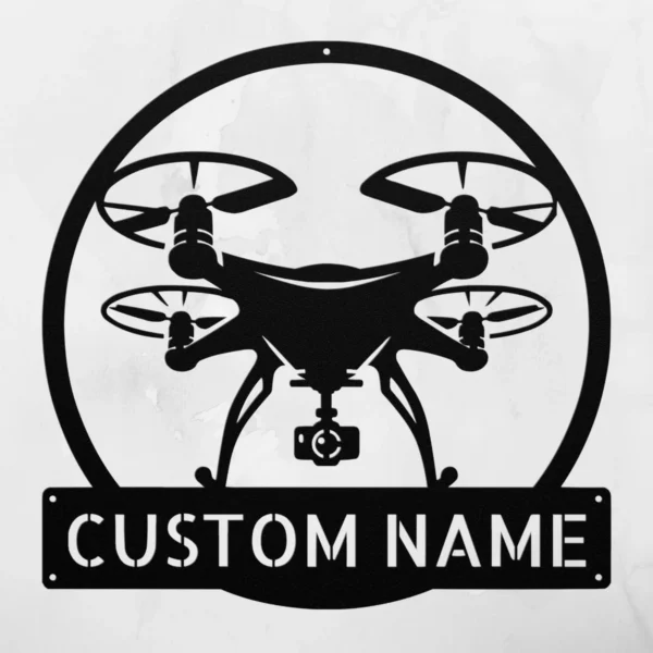 Custom Drone Metal Sign Aerial Art For Drone Pilots Custom drone metal sign in 16 gauge steel for aerial wall decor, personalized drone pilot plaque for tech lovers, studios, and office gift art.