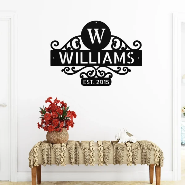 Custom Family Name Metal Sign Personalized Art Decor Custom family name metal sign in 16 gauge steel for personalized wall decor, home entryway plaque for housewarming, wedding and gift art.