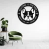 Custom French Bulldog metal wall sign in 16 gauge steel for pet wall decor, personalized family name plaque for home and dog lover gift art.