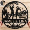 Custom Golfing Couple Metal Wall Sign Personalized Player Gifts Custom golfing couple metal wall sign in 16 gauge steel for golf lover decor, personalized wedding or anniversary gift for couples and golfers.