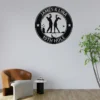 Custom golfing couple metal wall sign in 16 gauge steel for golf lover decor, personalized wedding or anniversary gift for couples and golfers.