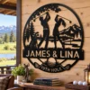 Custom Golfing Couple Metal Wall Sign Personalized Player Gifts Custom golfing couple metal wall sign in 16 gauge steel for golf lover decor, personalized wedding or anniversary gift for couples and golfers.