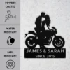 Custom Kissing Couple Motorcycle Metal Sign Biker Wall Art Custom kissing couple motorcycle metal sign in 16 gauge steel for biker wall decor, romantic garage art and gift for riders or couples.