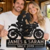 Custom Kissing Couple Motorcycle Sign Biker Metal Decor Custom kissing couple motorcycle sign in 16 gauge steel for biker wall decor, romantic garage art and gift for riders or couples.