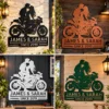 Custom Kissing Couple Motorcycle Sign Biker Metal Decor Custom kissing couple motorcycle sign in 16 gauge steel for biker wall decor, romantic garage art and gift for riders or couples.