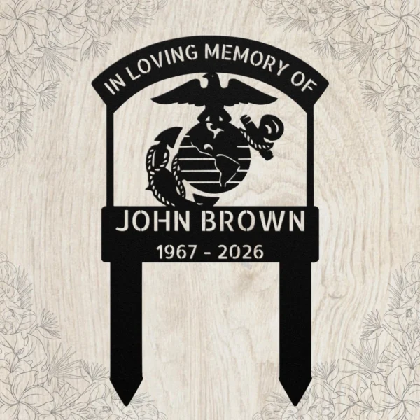 Honor Marine courage and sacrifice with a Custom Marine Corps Memorial Grave Stake featuring Eagle, Globe & Anchor—lasting tribute for gravesites and memorials.