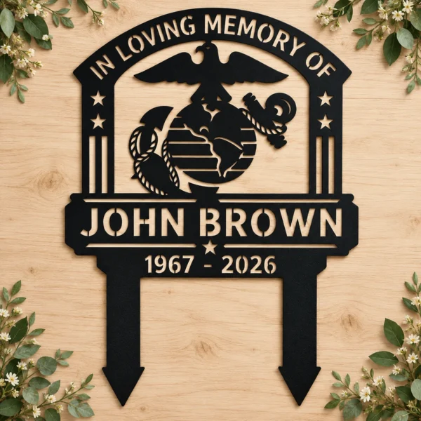 Custom Marine Corps Memorial Grave Stake Eagle Globe & Anchor Tribute Sign Honor Marine courage and sacrifice with a Custom Marine Corps Memorial Grave Stake featuring Eagle, Globe & Anchor—lasting tribute for gravesites and memorials.