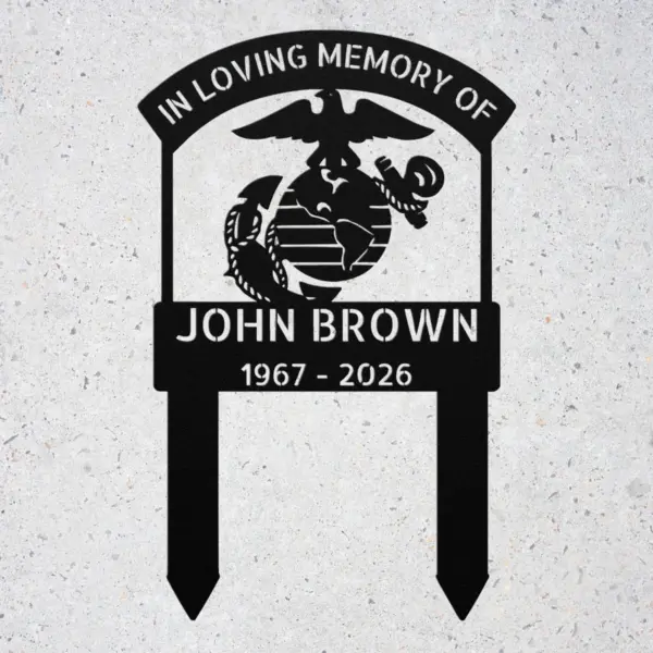 Custom Marine Corps Memorial Grave Stake Eagle Globe & Anchor Tribute Sign Honor Marine courage and sacrifice with a Custom Marine Corps Memorial Grave Stake featuring Eagle, Globe & Anchor—lasting tribute for gravesites and memorials.
