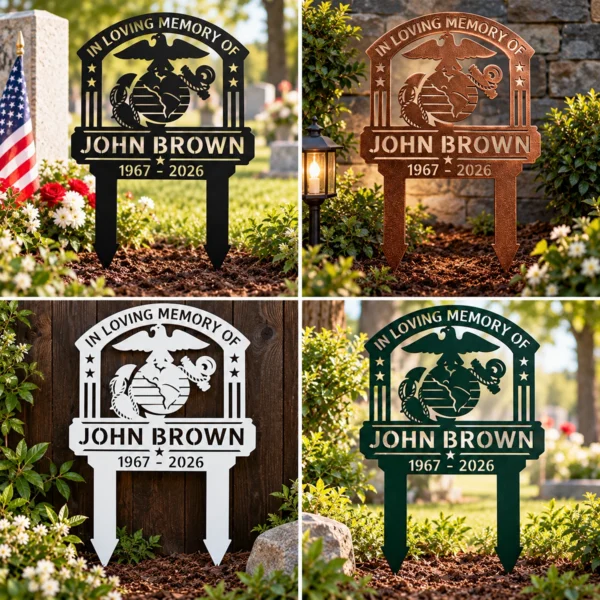 Custom Marine Corps Memorial Grave Stake Eagle Globe Anchor Tribute Sign Honor Marine courage and sacrifice with a Custom Marine Corps Memorial Grave Stake featuring Eagle, Globe & Anchor—lasting tribute for gravesites and memorials.