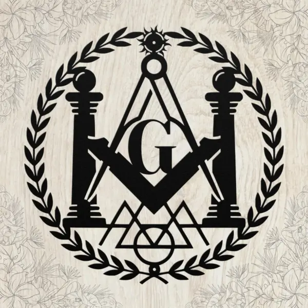 Custom Masonic symbols metal sign in 16 gauge steel for Freemason wall decor, personalized lodge plaque for home, office and Masonic gift art.