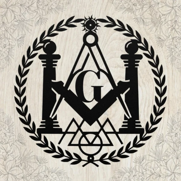 Custom Masonic Symbols Metal Art Sign Freemason Wall Decor Custom Masonic Symbols Metal Art Sign in 16 gauge steel for Freemason wall decor, personalized lodge plaque for home, office and Masonic gift art.