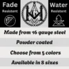 Custom Masonic Symbols Metal Art Sign in 16 gauge steel for Freemason wall decor, personalized lodge plaque for home, office and Masonic gift art.