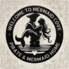Custom mermaid and pirate metal sign made from 16 gauge steel. Custom nautical wall decor for beach homes, couples gift, and coastal spaces.