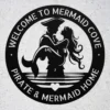 Custom mermaid and pirate metal sign made from 16 gauge steel. Custom nautical wall decor for beach homes, couples gift, and coastal spaces.