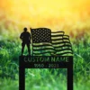 Custom Military Memorial Grave Marker Personalized Veteran Tribute Custom military memorial grave marker with American flag in 16 gauge steel for veteran tribute, cemetery decor and personalized remembrance sign.