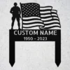 Custom Military Memorial Grave Marker Personalized Veteran Tribute Custom military memorial grave marker with American flag in 16 gauge steel for veteran tribute, cemetery decor and personalized remembrance sign.