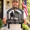 Custom Military Memorial Grave Marker Personalized Veteran Tribute Custom military memorial grave marker with American flag in 16 gauge steel for veteran tribute, cemetery decor and personalized remembrance sign.