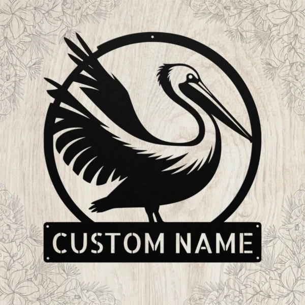 Custom Pelican Bird Metal Art Sign – Coastal Wall Decor Custom Pelican Bird Metal Art Sign Coastal Wall Decor