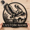 Custom Pelican Bird Metal Art Sign Coastal Wall Decor Custom pelican bird metal art sign made from 16 gauge steel. Custom coastal wall decor for beach homes, cottages, patios, and nautical gift ideas.