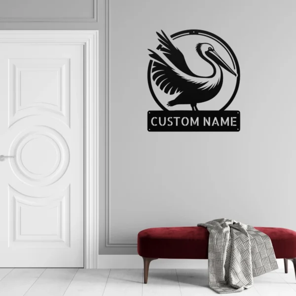Custom Pelican Bird Metal Art Sign – Coastal Wall Decor Custom Pelican Bird Metal Art Sign Coastal Wall Decor