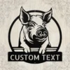 Custom Pig Metal Sign Farmhouse Art Decor Custom pig metal sign in 16 gauge steel for farmhouse wall decor, laser-cut animal plaque for barn, kitchen, rustic home and gift art.