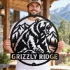 Custom Roaring Bear Metal Sign Personalized Grizzly Mountain Wall Decor Custom roaring bear metal sign personalized with family or cabin name, fierce grizzly bear mountain wall decor for rustic cabins, hunting lodges and wildlife lovers.