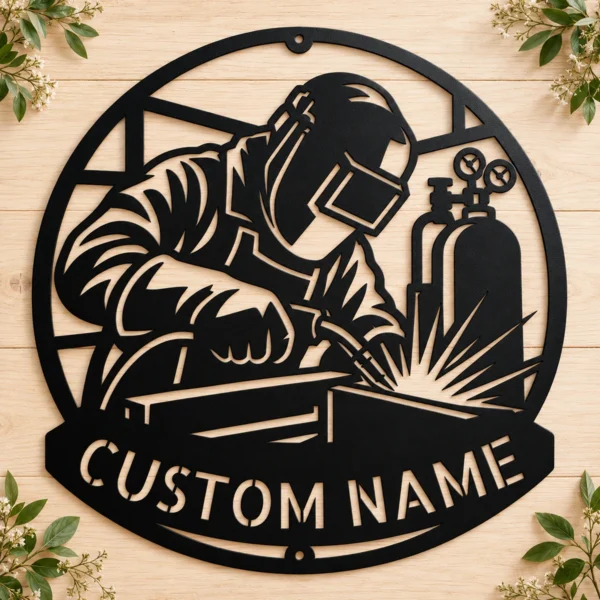 Custom Welder Metal Sign Workshop Wall Art Decor Custom welder metal sign in 16 gauge steel for workshop wall decor, personalized welding shop plaque for metalworkers, garage and gift art.