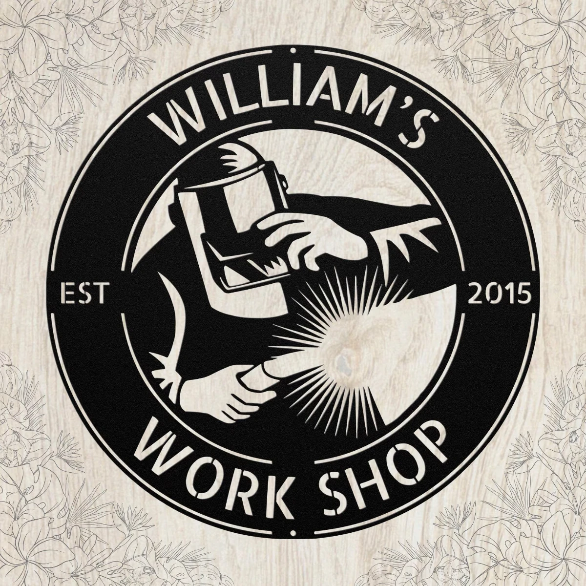 Custom welder metal sign in 16 gauge steel for workshop wall decor, personalized welding shop plaque for metalworkers, garage and gift art.
