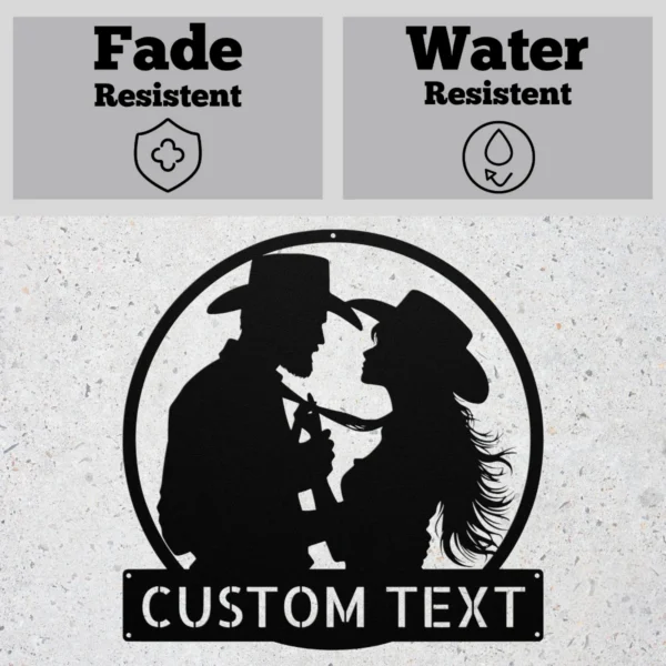 Custom Western Couple Metal Sign Romantic Rustic Art Decor Custom western couple metal sign in 16 gauge steel for rustic cowboy wall decor, farmhouse couple plaque for home and romantic gift art.