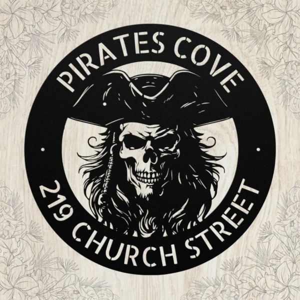 Custom Metal Pirate Skull Art Sign Personalized Pirate Cove Wall Decor 1 Custom Metal Pirate Skull Art Sign Personalized Pirate Cove Wall Decor