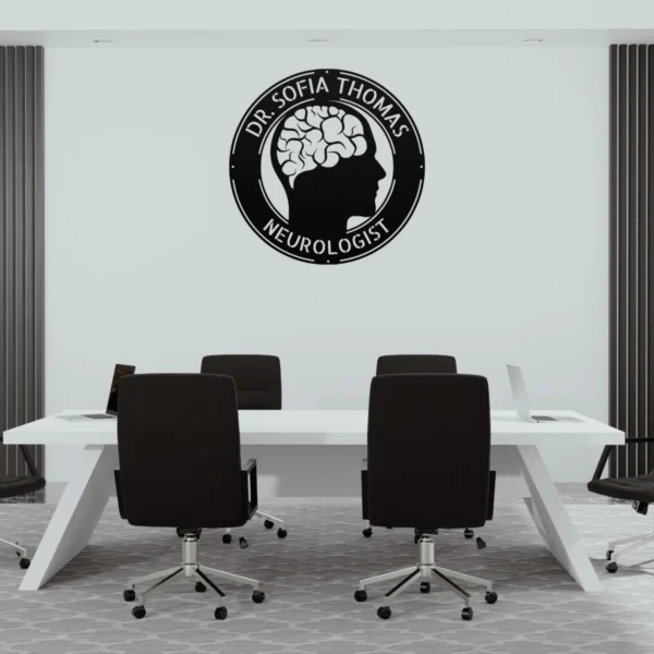 Personalized neurologist metal art sign made from 16 gauge steel, custom medical office wall decor for doctors and clinics.