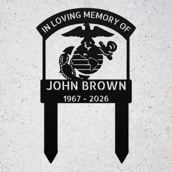 Custom Marine Corps Memorial Grave Stake – Eagle Globe & Anchor Tribute Sign