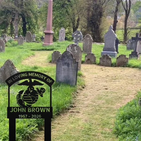 Custom Marine Corps Memorial Grave Stake – Eagle Globe & Anchor Tribute Sign