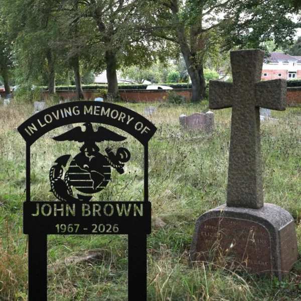 Custom Marine Corps Memorial Grave Stake – Eagle Globe & Anchor Tribute Sign