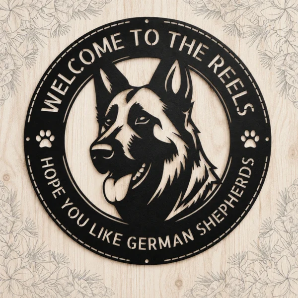 Personalized German Shepherd Metal Sign Custom Family Name Decor Personalized German Shepherd metal sign in 16 gauge steel for pet wall decor, custom family name plaque for home and strong dog lover gift art.