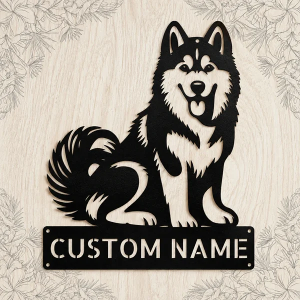 Personalized Husky Dog Metal Sign Custom Pet Wall Decor Personalized Husky Dog Metal Sign in 16 gauge steel for pet wall decor, custom dog name plaque and home gift for husky lovers.