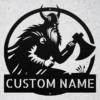 Personalized Axe Wielder Metal Art Sign Viking Warrior Wall Decor Personalized axe-wielder metal sign in 16 gauge steel for Viking wall decor, custom warrior plaque for cabin, man cave and medieval gift art.