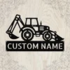 Personalized Backhoe Loader Metal Sign Construction Art Decor Personalized backhoe loader metal sign in 16 gauge steel for construction wall decor, custom heavy equipment plaque for operators and job site gift.