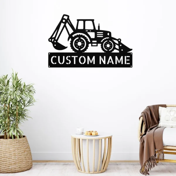 Personalized Backhoe Loader Metal Sign Construction Art Decor Personalized backhoe loader metal sign in 16 gauge steel for construction wall decor, custom heavy equipment plaque for operators and job site gift.