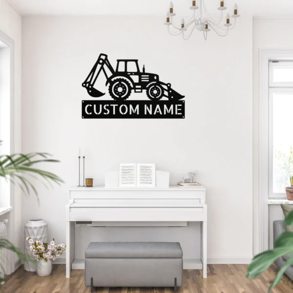 Personalized Backhoe Loader Metal Sign Construction Art Decor Personalized backhoe loader metal sign in 16 gauge steel for construction wall decor, custom heavy equipment plaque for operators and job site gift.