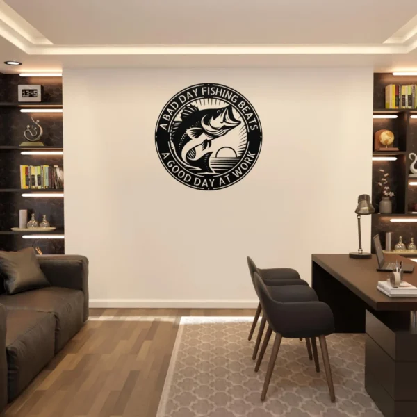 Personalized Bass Fish Metal Art Fishing Decor For Cabin & Lake House Personalized bass fish metal art in 16 gauge steel for fishing wall decor, custom lake house plaque for anglers, cabin and gift art.