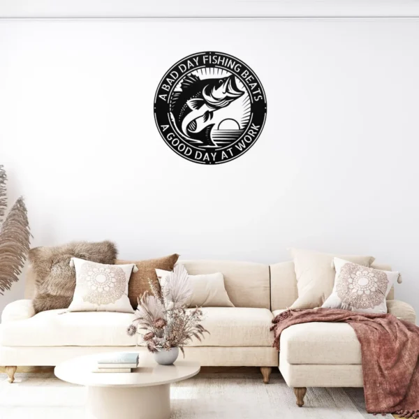 Personalized Bass Fish Metal Art Fishing Decor For Cabin & Lake House Personalized bass fish metal art in 16 gauge steel for fishing wall decor, custom lake house plaque for anglers, cabin and gift art.