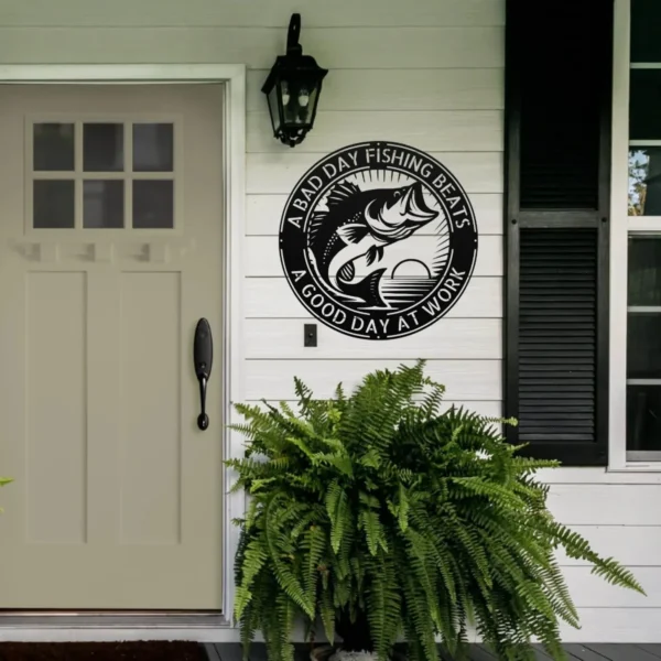 Personalized Bass Fish Metal Art Fishing Decor For Cabin & Lake House Personalized bass fish metal art in 16 gauge steel for fishing wall decor, custom lake house plaque for anglers, cabin and gift art.