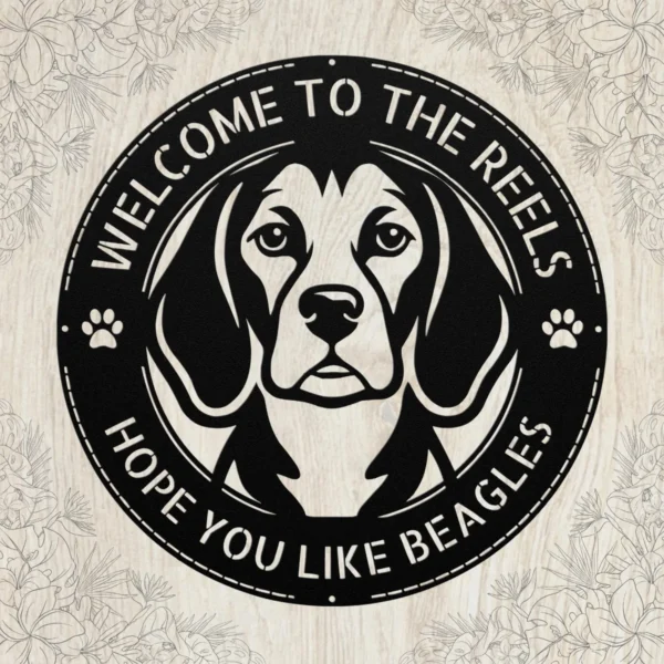 Personalized Beagle Metal Dog Sign Custom Family Name Decor Personalized Beagle metal dog sign in 16 gauge steel for pet wall decor, custom family name plaque for home and dog lover gift art.