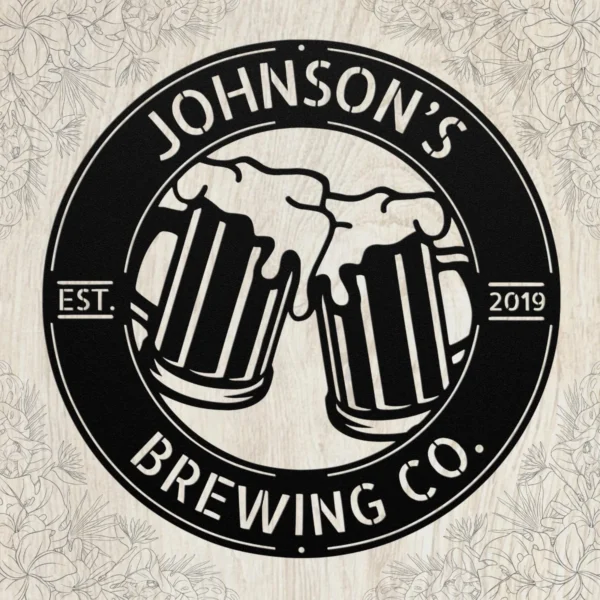 Personalized Beer Glasses Metal Sign Bar Art & Pub Decor Personalized beer glasses metal sign in 16 gauge steel for bar wall decor, custom pub plaque for home bar, man cave and beer lover gift art.