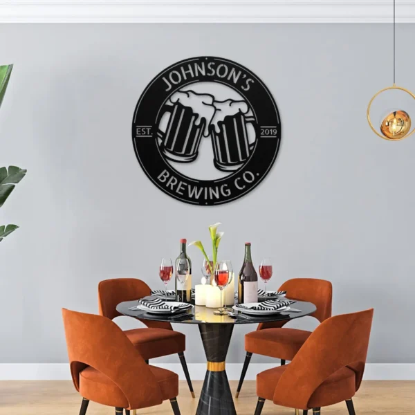 Personalized Beer Glasses Metal Sign Bar Art & Pub Decor Personalized beer glasses metal sign in 16 gauge steel for bar wall decor, custom pub plaque for home bar, man cave and beer lover gift art.