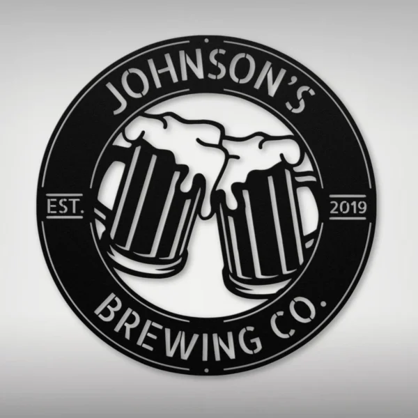 Personalized Beer Glasses Metal Sign Bar Art & Pub Decor Personalized beer glasses metal sign in 16 gauge steel for bar wall decor, custom pub plaque for home bar, man cave and beer lover gift art.