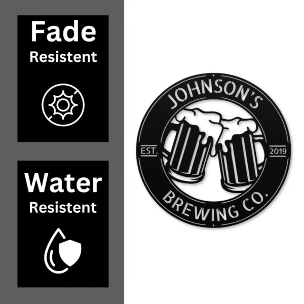 Personalized Beer Glasses Metal Sign Bar Art & Pub Decor Personalized beer glasses metal sign in 16 gauge steel for bar wall decor, custom pub plaque for home bar, man cave and beer lover gift art.