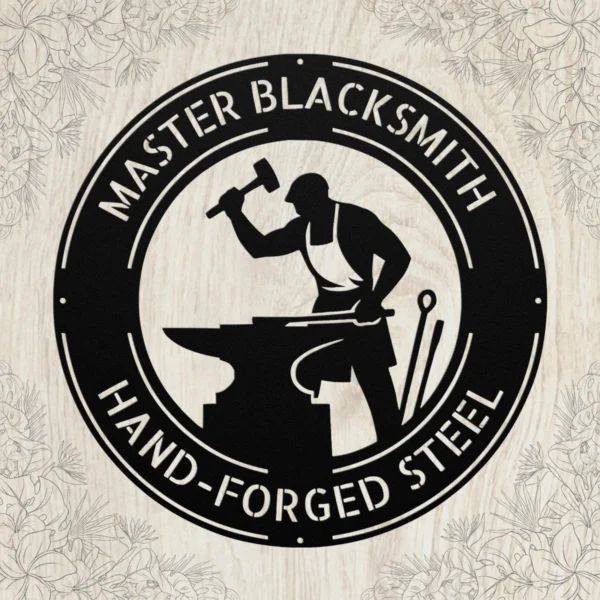 Personalized Blacksmith Metal Sign Forge Workshop Decor Personalized blacksmith metal art sign in 16 gauge steel for forge workshop wall decor, custom metalworker plaque and industrial craft gift.