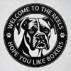 Personalized boxer dog metal sign in 16 gauge steel for welcome wall decor, custom family name plaque for home, porch and dog lover gift art.